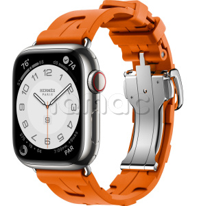 Купить Apple Watch Series 9 Hermès // 41мм GPS+Cellular // Корпус из нержавеющей стали серебристого цвета, ремешок Kilim Single Tour цвета Orange с раскладывающейся застёжкой (Deployment Buckle)