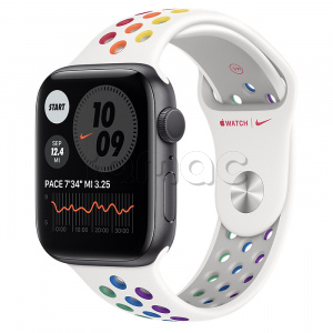 Купить Apple Watch Series 6 // 44мм GPS // Корпус из алюминия цвета «серый космос», спортивный ремешок Nike радужного цвета