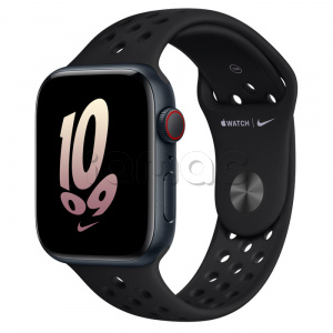 Купить Apple Watch SE // 44мм GPS + Cellular // Корпус из алюминия цвета «тёмная ночь», спортивный ремешок Nike черного цвета (2022-2023)