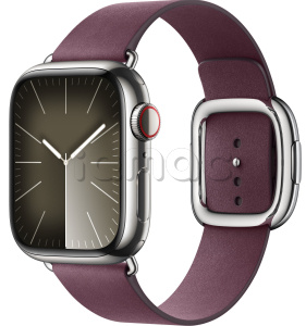 Купить Apple Watch Series 9 // 41мм GPS+Cellular // Корпус из нержавеющей стали серебристого цвета, ремешок цвета "шелковица" с современной пряжкой (Modern Buckle), размер ремешка М