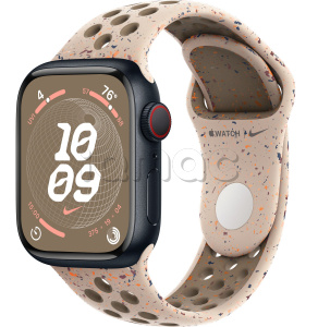 Купить Apple Watch Series 9 // 41мм GPS+Cellular // Корпус из алюминия цвета "темная ночь", спортивный ремешок Nike цвета "пустынный камень"