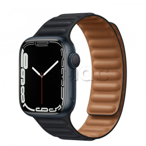 Купить Apple Watch Series 7 // 41мм GPS // Корпус из алюминия цвета «тёмная ночь», кожаный браслет цвета «тёмная ночь», размер ремешка M/L