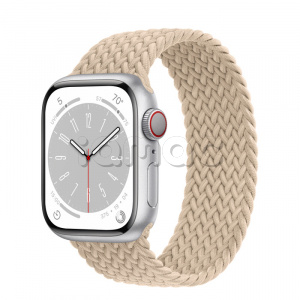 Купить Apple Watch Series 8 // 41мм GPS + Cellular // Корпус из алюминия серебристого цвета, плетёный монобраслет бежевого цвета