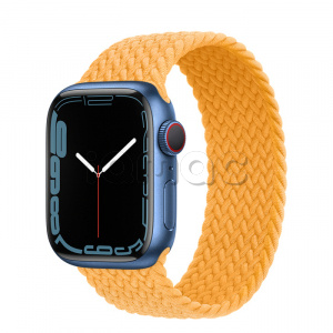 Купить Apple Watch Series 7 // 41мм GPS + Cellular // Корпус из алюминия синего цвета, плетёный монобраслет цвета «спелый маис»