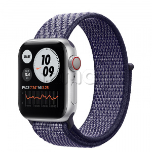 Купить Apple Watch Series 6 // 40мм GPS + Cellular // Корпус из алюминия серебристого цвета, спортивный браслет Nike светло-лилового цвета