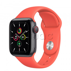 Купить Apple Watch SE // 40мм GPS + Cellular // Корпус из алюминия цвета «серый космос», спортивный ремешок цвета «Розовый цитрус» (2020)