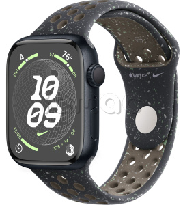 Купить Apple Watch Series 9 // 45мм GPS // Корпус из алюминия цвета "темная ночь", спортивный ремешок Nike цвета "полуночное небо"