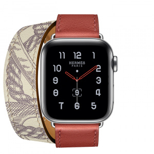 Купить Apple Watch Series 5 Hermès // 40мм GPS + Cellular // Корпус из нержавеющей стали, ремешок Double Tour из кожи Swift цвета Brique/Béton 
