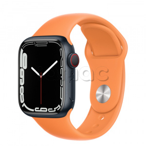 Купить Apple Watch Series 7 // 41мм GPS + Cellular // Корпус из алюминия цвета «тёмная ночь», спортивный ремешок цвета «весенняя мимоза»