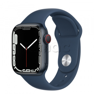 Купить Apple Watch Series 7 // 41мм GPS + Cellular // Корпус из алюминия цвета «тёмная ночь», спортивный ремешок цвета «синий омут»