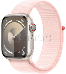 Купить Apple Watch Series 9 // 45мм GPS+Cellular // Корпус из алюминия цвета "сияющая звезда", спортивный браслет светло-розового цвета