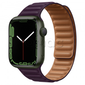 Купить Apple Watch Series 7 // 45мм GPS // Корпус из алюминия зеленого цвета, кожаный браслет цвета «тёмная вишня», размер ремешка M/L