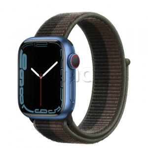 Купить Apple Watch Series 7 // 41мм GPS + Cellular // Корпус из алюминия синего цвета, спортивный браслет цвета «сумрачный торнадо/серый»