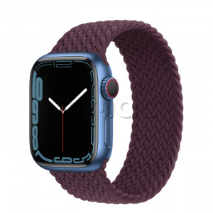 Купить Apple Watch Series 7 // 41мм GPS + Cellular // Корпус из алюминия синего цвета, плетёный монобраслет цвета «тёмная вишня»