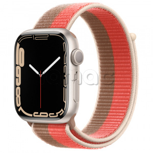 Купить Apple Watch Series 7 // 45мм GPS // Корпус из алюминия цвета «сияющая звезда», спортивный браслет цвета «розовый помело/миндальный»