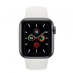 Купить Apple Watch Series 5 // 40мм GPS + Cellular // Корпус из алюминия цвета «серый космос», спортивный ремешок белого цвета