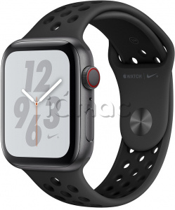 Купить Apple Watch Series 4 Nike+ // 44мм GPS + Cellular // Корпус из алюминия цвета «серый космос», спортивный ремешок Nike цвета «антрацитовый/чёрный» (MTXE2)