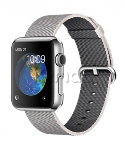 Купить Apple Watch 42 мм, нержавеющая сталь, ремешок из плетёного нейлона жемчужного цвета