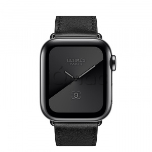 Купить Apple Watch Series 5 Hermès // 40мм GPS + Cellular // Корпус из нержавеющей стали цвета "серый космос", ремешок Single Tour из кожи Swift цвета Noir 