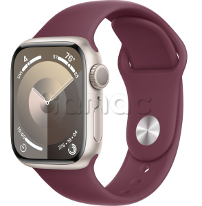 Купить Apple Watch Series 9 // 41мм GPS // Корпус из алюминия цвета "сияющая звезда", спортивный ремешок цвета "шелковица"
