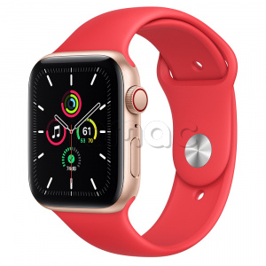 Купить Apple Watch SE // 44мм GPS + Cellular // Корпус из алюминия золотого цвета, спортивный ремешок цвета (PRODUCT)RED (2020)