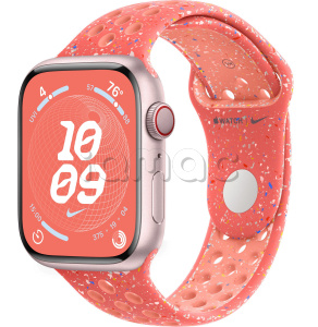 Купить Apple Watch Series 9 // 41мм GPS+Cellular // Корпус из алюминия розового цвета, спортивный ремешок Nike цвета "волшебный уголек"