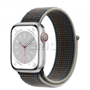 Купить Apple Watch Series 8 // 41мм GPS + Cellular // Корпус из алюминия серебристого цвета, спортивный браслет цвета "темная ночь"