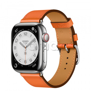 Купить Apple Watch Series 7 Hermès // 41мм GPS + Cellular // Корпус из нержавеющей стали серебристого цвета, ремешок Single Tour цвета Orange