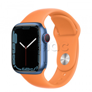 Купить Apple Watch Series 7 // 41мм GPS + Cellular // Корпус из алюминия синего цвета, спортивный ремешок цвета «весенняя мимоза»