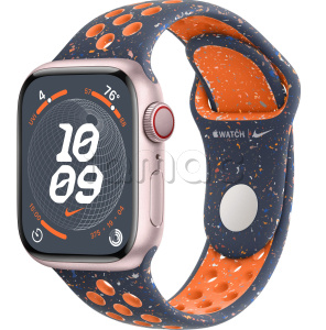 Купить Apple Watch Series 9 // 41мм GPS+Cellular // Корпус из алюминия розового цвета, спортивный ремешок Nike цвета "синее пламя"