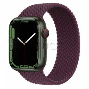 Купить Apple Watch Series 7 // 45мм GPS + Cellular // Корпус из алюминия зеленого цвета, плетёный монобраслет цвета «тёмная вишня»