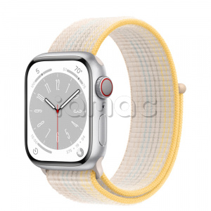 Купить Apple Watch Series 8 // 41мм GPS + Cellular // Корпус из алюминия серебристого цвета, спортивный браслет цвета "сияющая звезда"