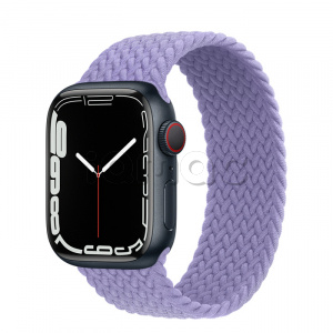 Купить Apple Watch Series 7 // 41мм GPS + Cellular // Корпус из алюминия цвета «тёмная ночь», плетёный монобраслет цвета «английская лаванда»