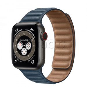 Купить Apple Watch Series 6 // 40мм GPS + Cellular // Корпус из титана цвета «черный космос», кожаный браслет цвета «Балтийский синий», размер ремешка M/L
