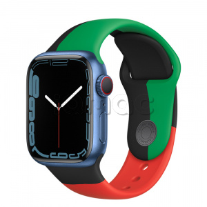 Купить Apple Watch Series 7 // 41мм GPS + Cellular // Корпус из алюминия синего цвета, спортивный ремешок цвета «Black Unity»
