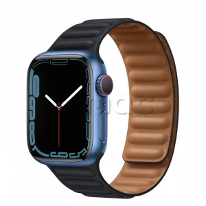 Купить Apple Watch Series 7 // 41мм GPS + Cellular // Корпус из алюминия синего цвета, кожаный браслет цвета «тёмная ночь», размер ремешка M/L