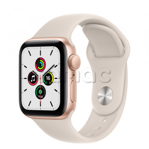 Купить Apple Watch SE // 40мм GPS // Корпус из алюминия золотого цвета, спортивный ремешок цвета «Сияющая звезда» (2020)
