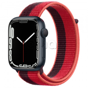 Купить Apple Watch Series 7 // 45мм GPS // Корпус из алюминия цвета «тёмная ночь», спортивный браслет цвета (PRODUCT)RED