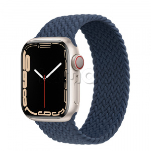 Купить Apple Watch Series 7 // 41мм GPS + Cellular // Корпус из алюминия цвета «сияющая звезда», плетёный монобраслет цвета «синий омут»