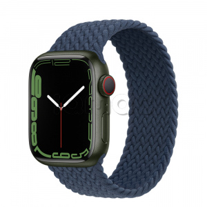 Купить Apple Watch Series 7 // 41мм GPS + Cellular // Корпус из алюминия зеленого цвета, плетёный монобраслет цвета «синий омут»