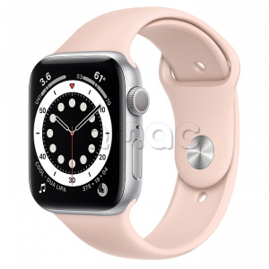 Купить Apple Watch Series 6 // 44мм GPS // Корпус из алюминия серебристого цвета, спортивный ремешок цвета «Розовый песок»