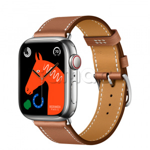Купить Apple Watch Series 8 Hermès // 41мм GPS + Cellular // Корпус из нержавеющей стали серебристого цвета, ремешок Single Tour цвета Gold