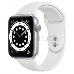 Купить Apple Watch Series 6 // 44мм GPS // Корпус из алюминия серебристого цвета, спортивный ремешок белого цвета
