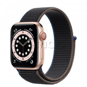 Купить Apple Watch Series 6 // 40мм GPS + Cellular // Корпус из алюминия золотого цвета, спортивный браслет угольного цвета