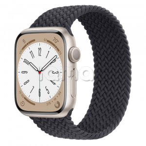 Купить Apple Watch Series 8 // 45мм GPS // Корпус из алюминия цвета "сияющая звезда", плетёный монобраслет цвета "темная ночь"