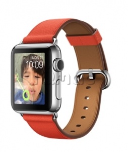 Купить Apple Watch 38 мм, нержавеющая сталь, ремешок красного цвета с классической пряжкой