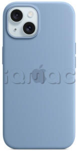 Силиконовый чехол MagSafe для iPhone 15, цвет "синяя зима"