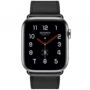 Купить Apple Watch Series 5 Hermès // 44мм GPS + Cellular // Корпус из нержавеющей стали, ремешок Single Tour из кожи Swift цвета Noir 