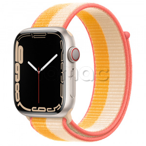 Купить Apple Watch Series 7 // 45мм GPS + Cellular // Корпус из алюминия цвета «сияющая звезда», спортивный браслет цвета «спелый маис/белый»