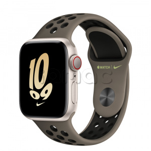 Купить Apple Watch SE // 40мм GPS + Cellular // Корпус из алюминия цвета «сияющая звезда», спортивный ремешок Nike цвета «cерая олива/черный» (2022-2023)